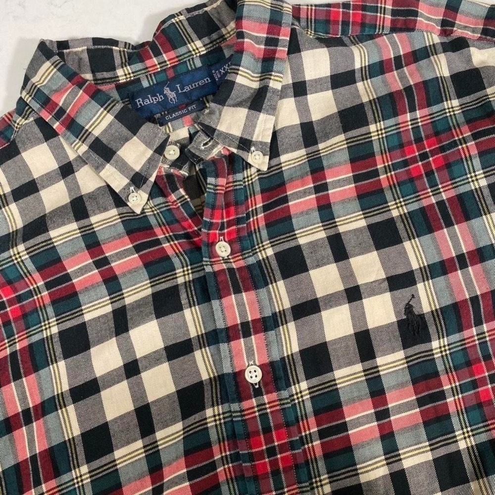 Ralph Lauren Classic Fit Plaid Button Down Shirt  pony Men's XXL Long‎ Sleeve